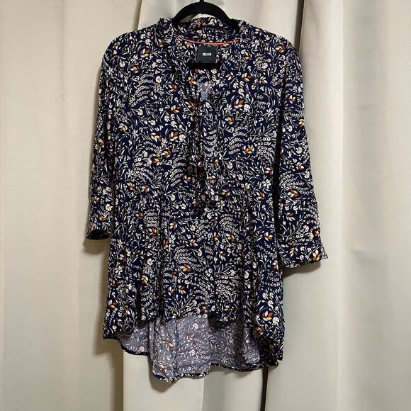Anthropologie Maeve Floral Tie-Neck Swing Blouse - Picture 2 of 5